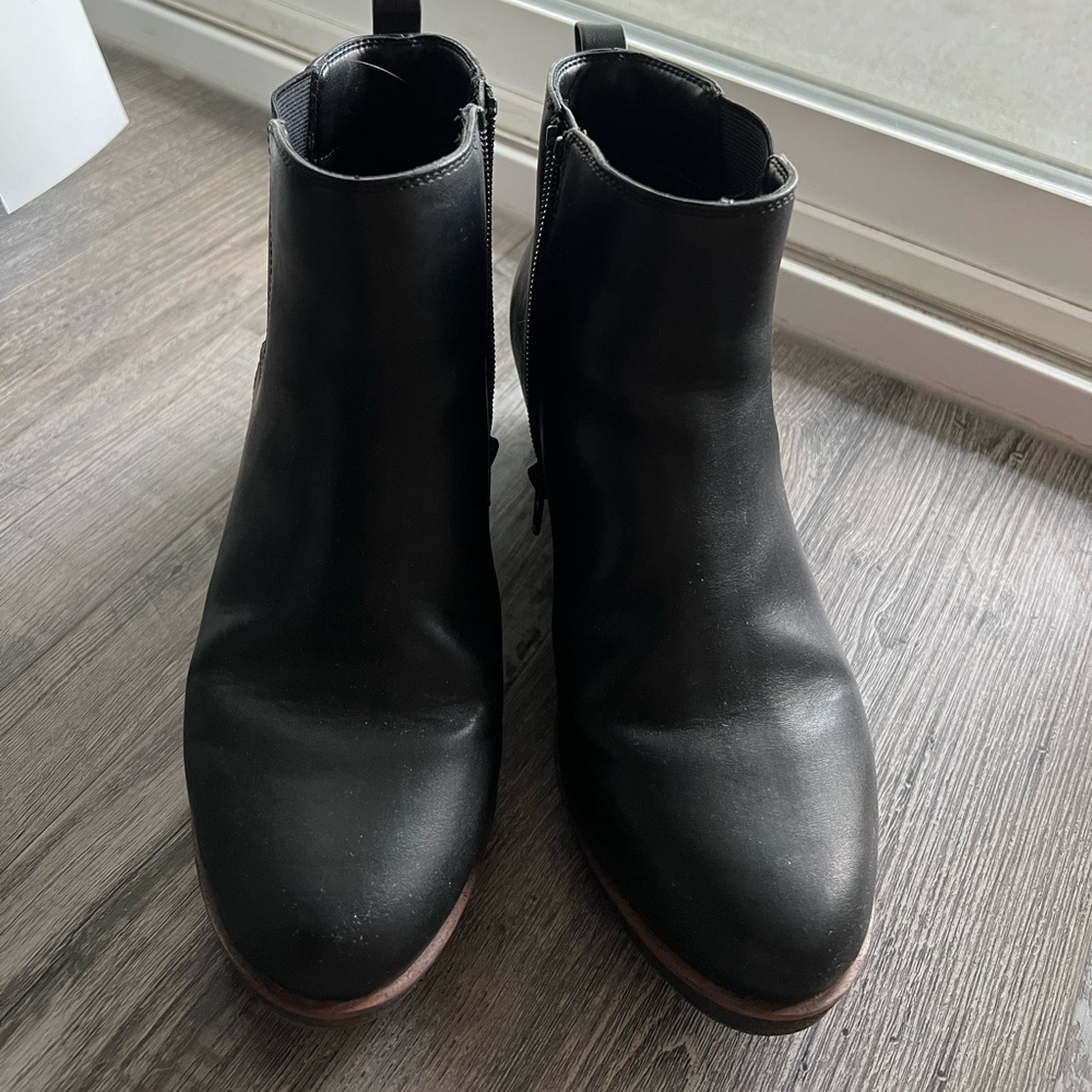 Black wedge booties